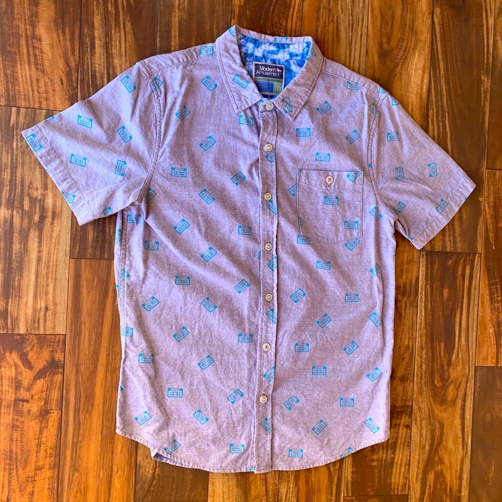 Modern Amusement Short Sleeve Button Up